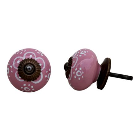 Pink Floral Ceramic Knob