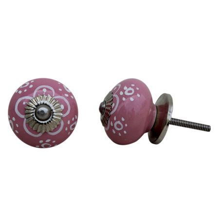 Pink Floral Ceramic Knob