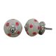 Cream Red Polka Dot Ceramic Dresser Knob