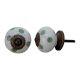 White Smoky Green Polka Ceramic Furniture Knob