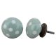 Smoky Green White Polka Ceramic Wardrobe Knob