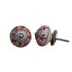 Red Zinnia Flower Ceramic Knob