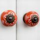 Orange Floral Ceramic Knob