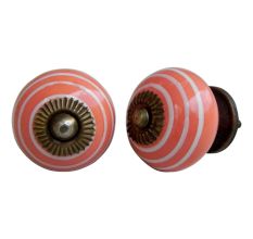 Peach White Striped Knob