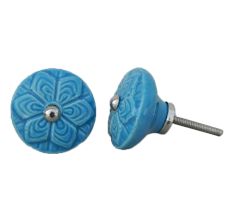 Blue Wheel Flower Knob