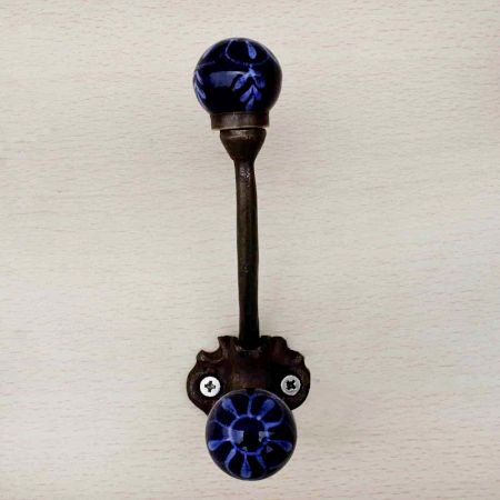 Navy Blue Floral Iron Hook-EHG-08
