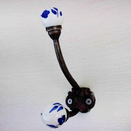 Navy Blue Floral Iron Hook-EHG-27