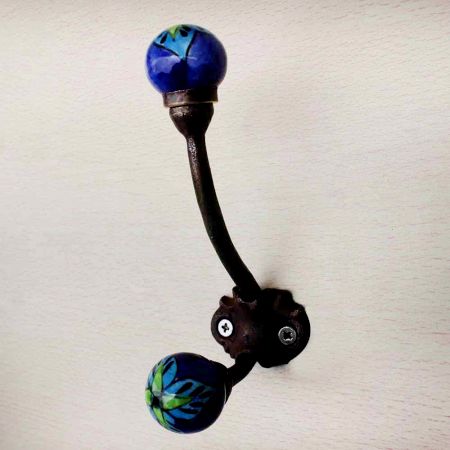 Navy Blue Floral Iron Hook-EHG-37