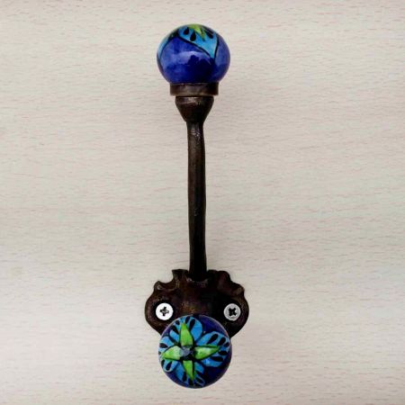 Navy Blue Floral Iron Hook-EHG-37