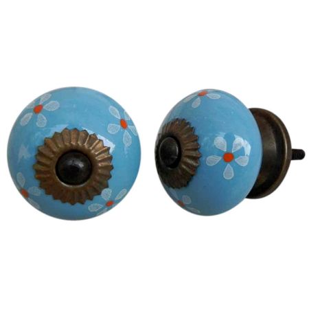 Turquoise Flower Knob