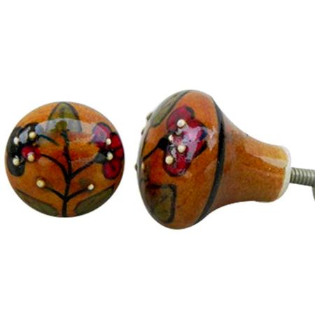 Mustard Red Black Ceramic Drawer Knob