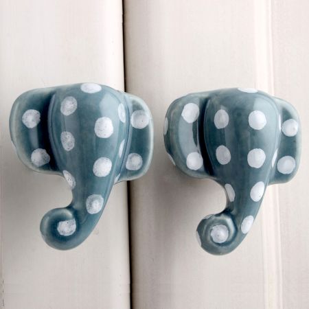 Grey Elephant Polka Knob