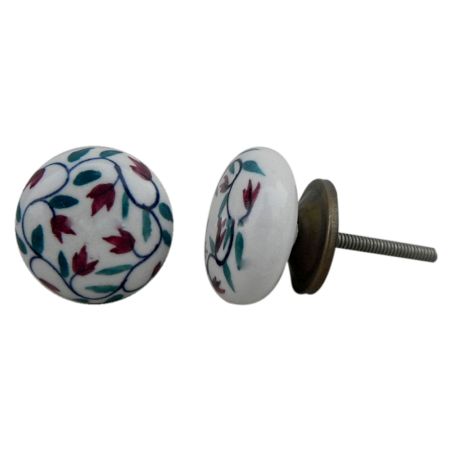 Cherry Floral Flat Knob
