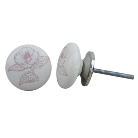 Pink Rose Flat Knob