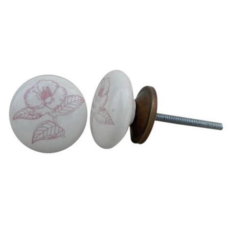 Pink Rose Flat Knob