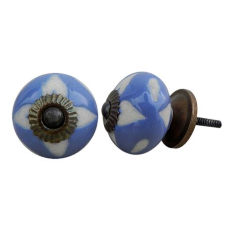Slate Blue Etched Ceramic Knob-31