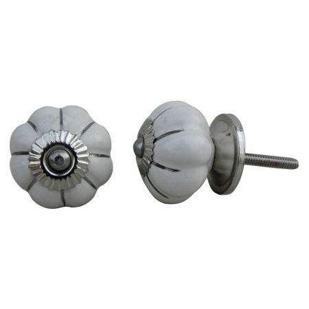 White Silver Medium Knob