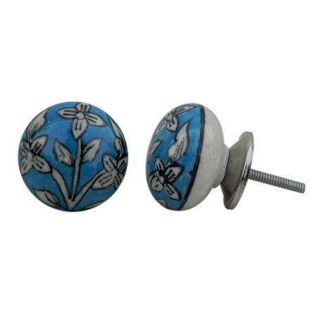 Turquoise Floral Knob