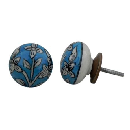 Turquoise Floral Knob