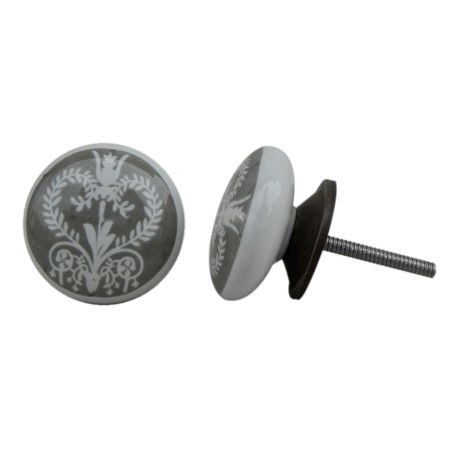 Grey Floral Flat Knob (1)