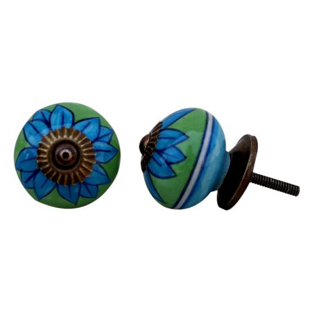 Turquoise Flower Drawer Knob