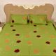 Green Handmade Bed Sheet Linen with Red & Orange Floral Design Beautiful Decorative Stylish