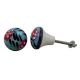 Blue Red Floral Black Leafy Bulb Knob