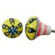 Yellow Blue Floral Ceramic Wardrobe Knob