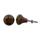 Mustard Dotted Black Floral Ceramic Dresser Knob