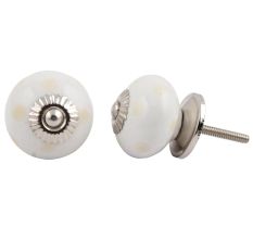 Cream Dotted Handmade Ceramic Knob