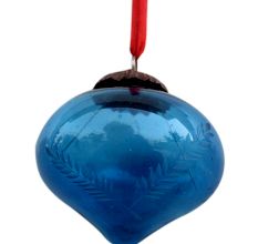 Set Of 4 Piece Turquoise Turnip Leaf Cut Christmas Hanging