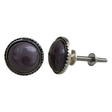 Purple Glass Metal Knobs