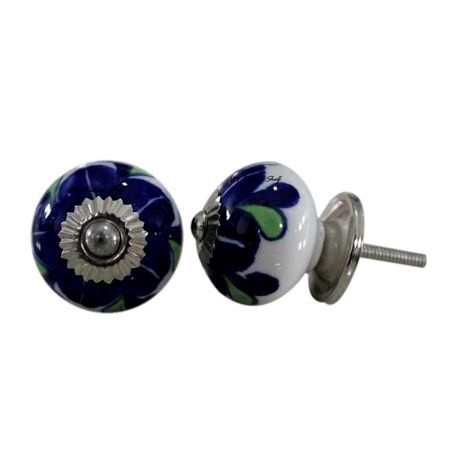 Navy Blue Flower Knob