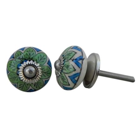 Green Floral Small Knob