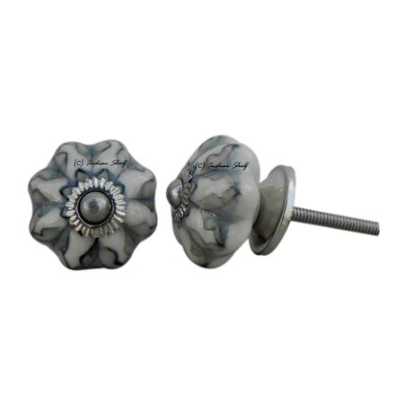 Grey Floral Small Knob