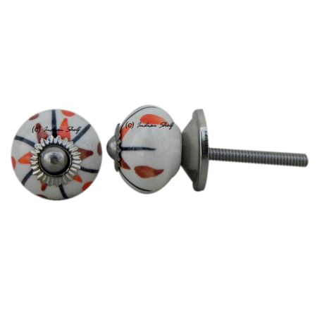 Orange Floral Small Knob