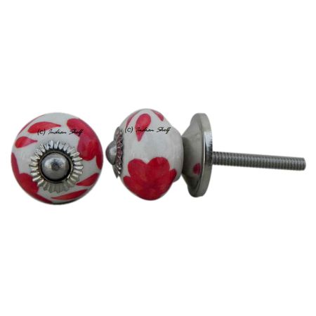 Red Floral Small Knob