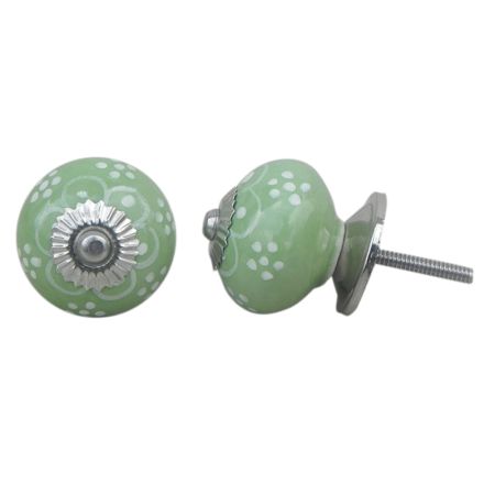 Pea Green Floral Knob