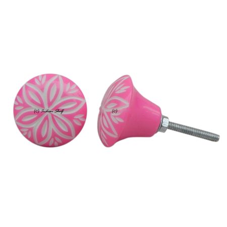 Neon Pink Floral Knob
