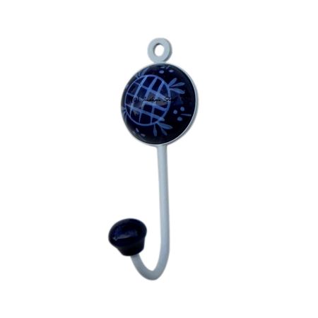 Navy Blue Check Wall Hooks