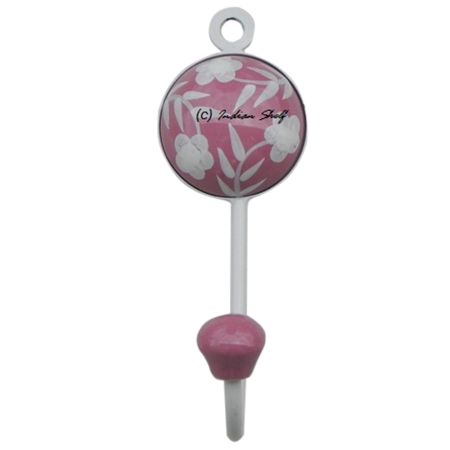 Pink Flower Leaf Decorative Wall Hooks