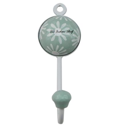 Sage Green Floral Decorative Wall Hooks