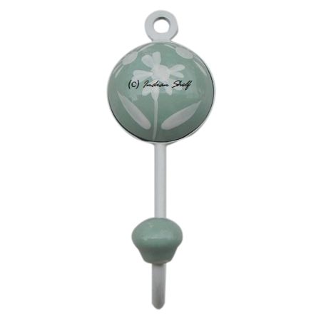 Sage Green Flower Decorative Wall Hooks