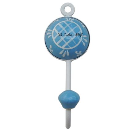 Turquoise Check Decorative Wall Hooks