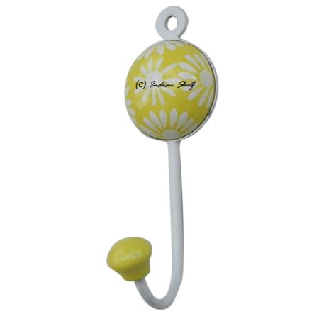 Yellow Wall Floral Hooks