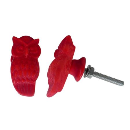 Red Small Owl Knob