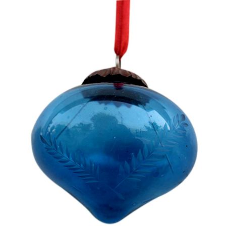 Set Of 4 Piece Turquoise Turnip Leaf Cut Christmas Hanging