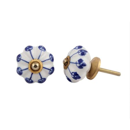 Blue Flower Medium Knob