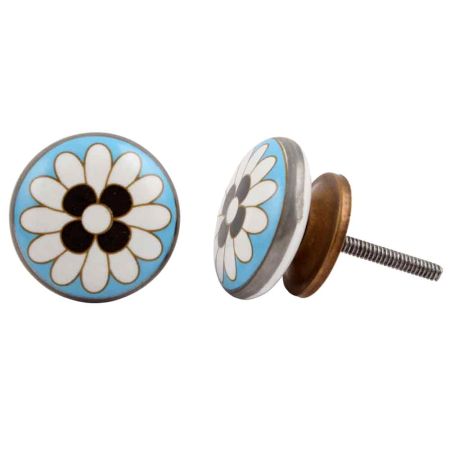 Round Flower Flat Knob