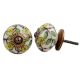 Green Leaf Nasturtium Floral Ceramic Knob